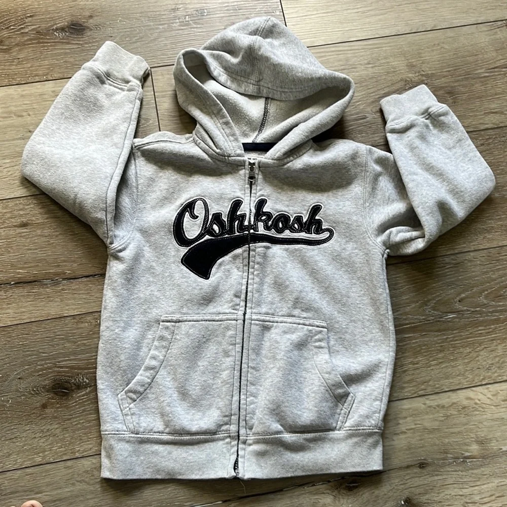 Oshkosh B’gosh Gray Zip Up Hooded Sweatshirt
